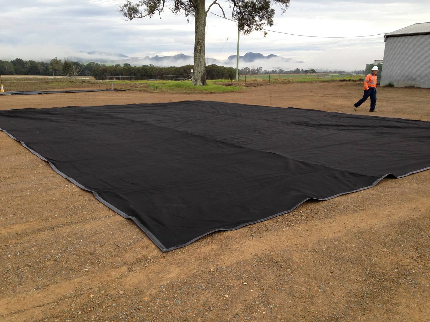 Chatoyer 10 x 15 metre Ground Mat deployed for collapsible bund