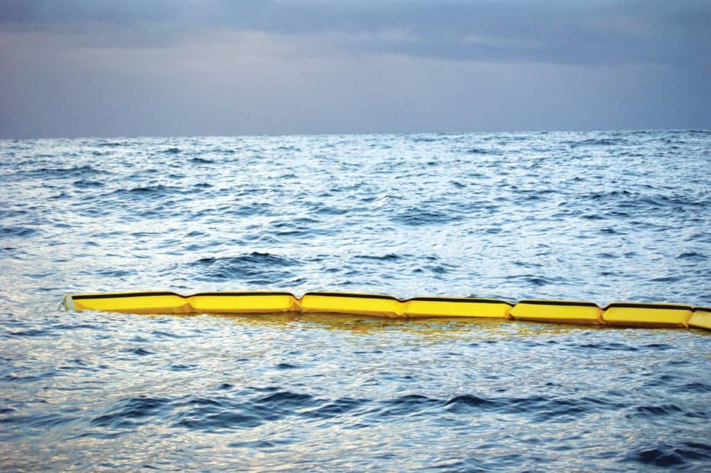 Chatoyer Solid Filled Oil Conatinment Boom deployed in open ocean