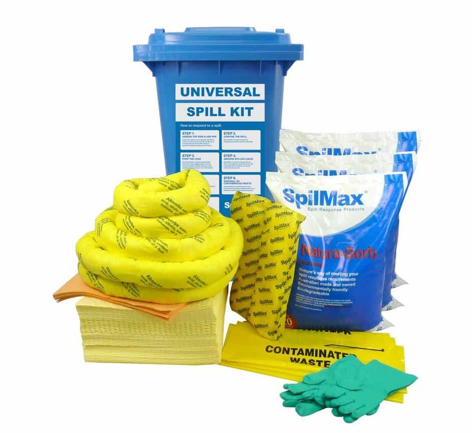 SpilMax 240L Universal Spill Kit with contents showing