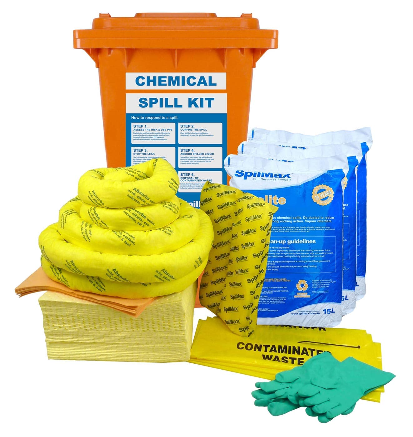 CHZW4 SpilMax 240L Chemical Spill Kit with Zeolite Floor Sweep