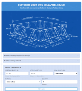 Collapsible bund capacity calculator for drums and IBCs
