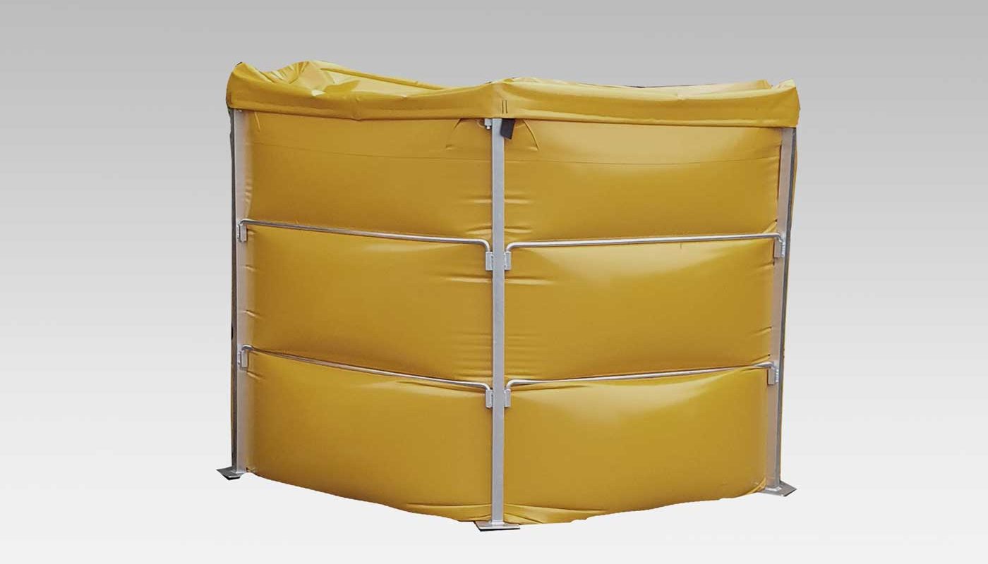 Chatoyer yellow PVC 5000L collapsible tank filled isolated